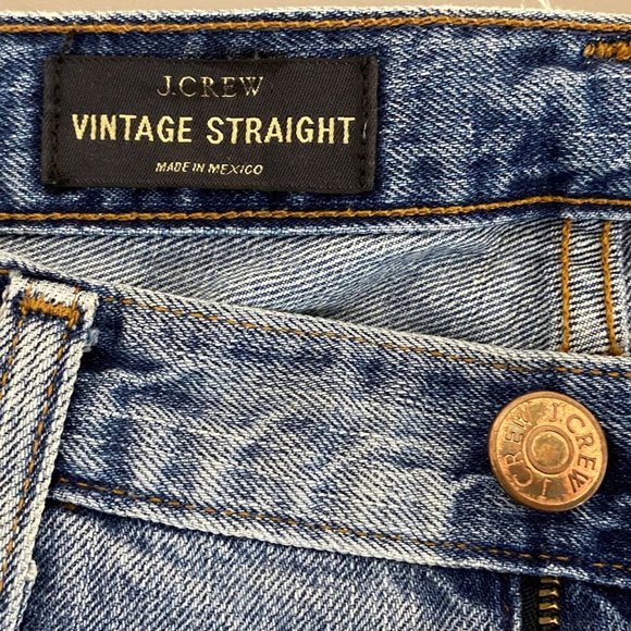 J. Crew Jeans 26 Regular Vintage Straight Slim Fit Cotton Medium Wash Distressed - Picture 5 of 12